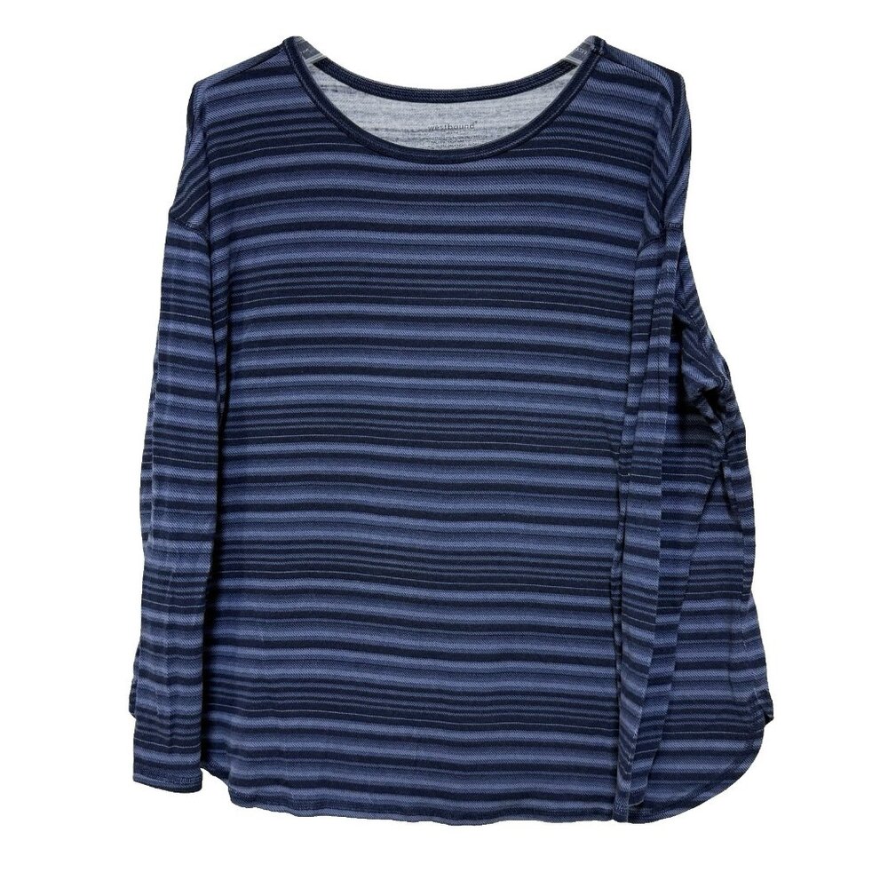 Westbound Woman 1X Top Shirt Blue Casual Relaxed Cotton Rayon Spandex Stretch